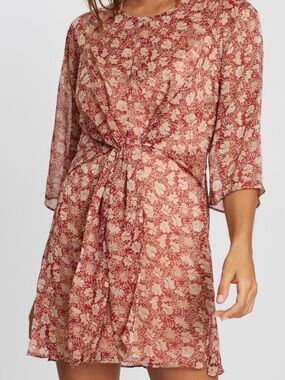 Winona Red Floral Belted Mini Dress